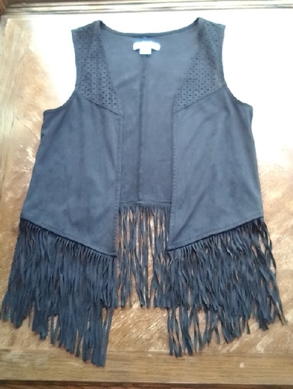 Mossimo Supply Co. Black Suede-Look Vest with Fringe!!!